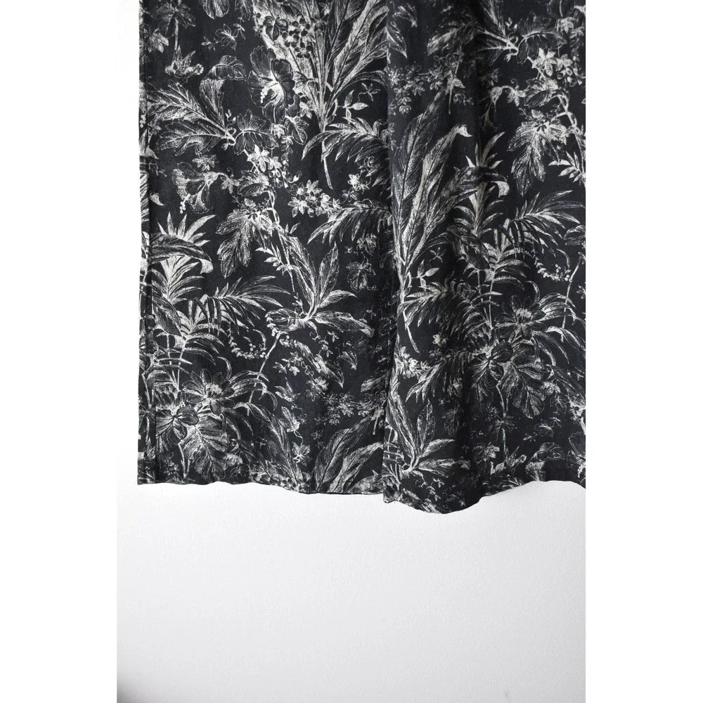SAIPH Wide Leg Pants Women S Black White Modern Tropical Botanical Palazzo - Picture 3 of 6